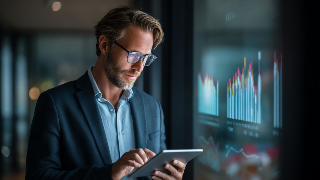 imprenditore che sta monitorando kpi fornitori