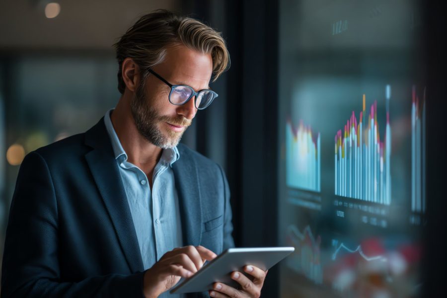 imprenditore che sta monitorando kpi fornitori