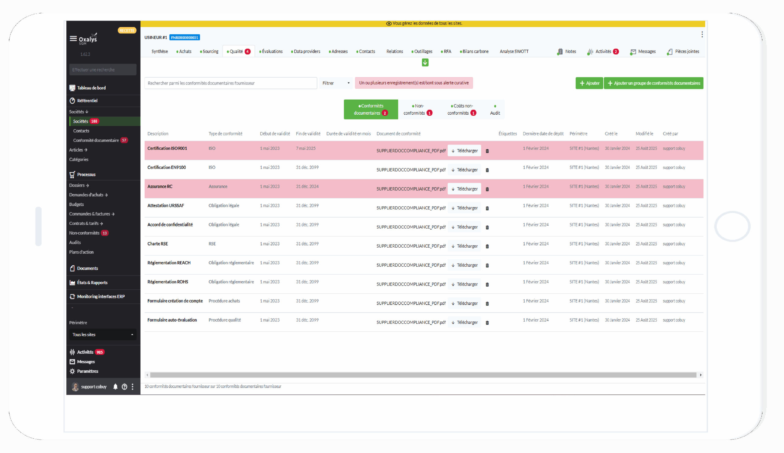 Dashboard-laptop-scaled-Software SRM 2 - Qualificazione di articoli e fornitori Oxalys