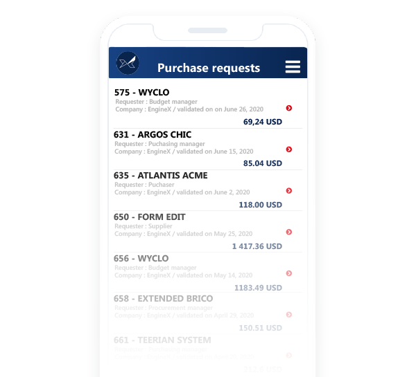 Purchase order tracking with the Oxalys mobile app