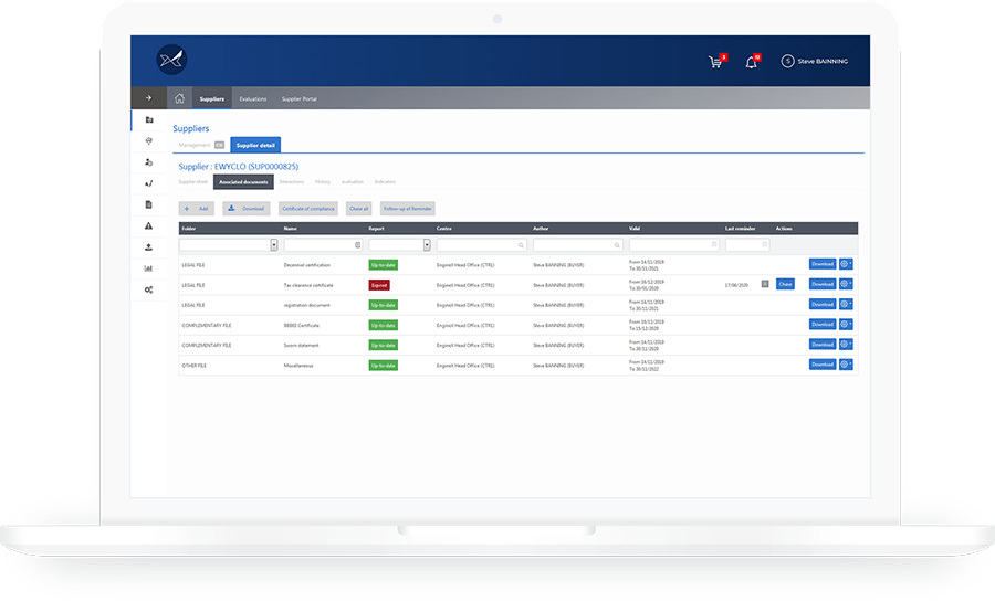 The Oxalys supplier management solution makes it easy to monitor your suppliers' compliance with legal or regulatory obligations.